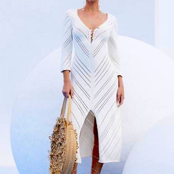 cult gaia Dresses & Skirts - Cult Gaia “Jhene” off white knit midi dress.  NWT